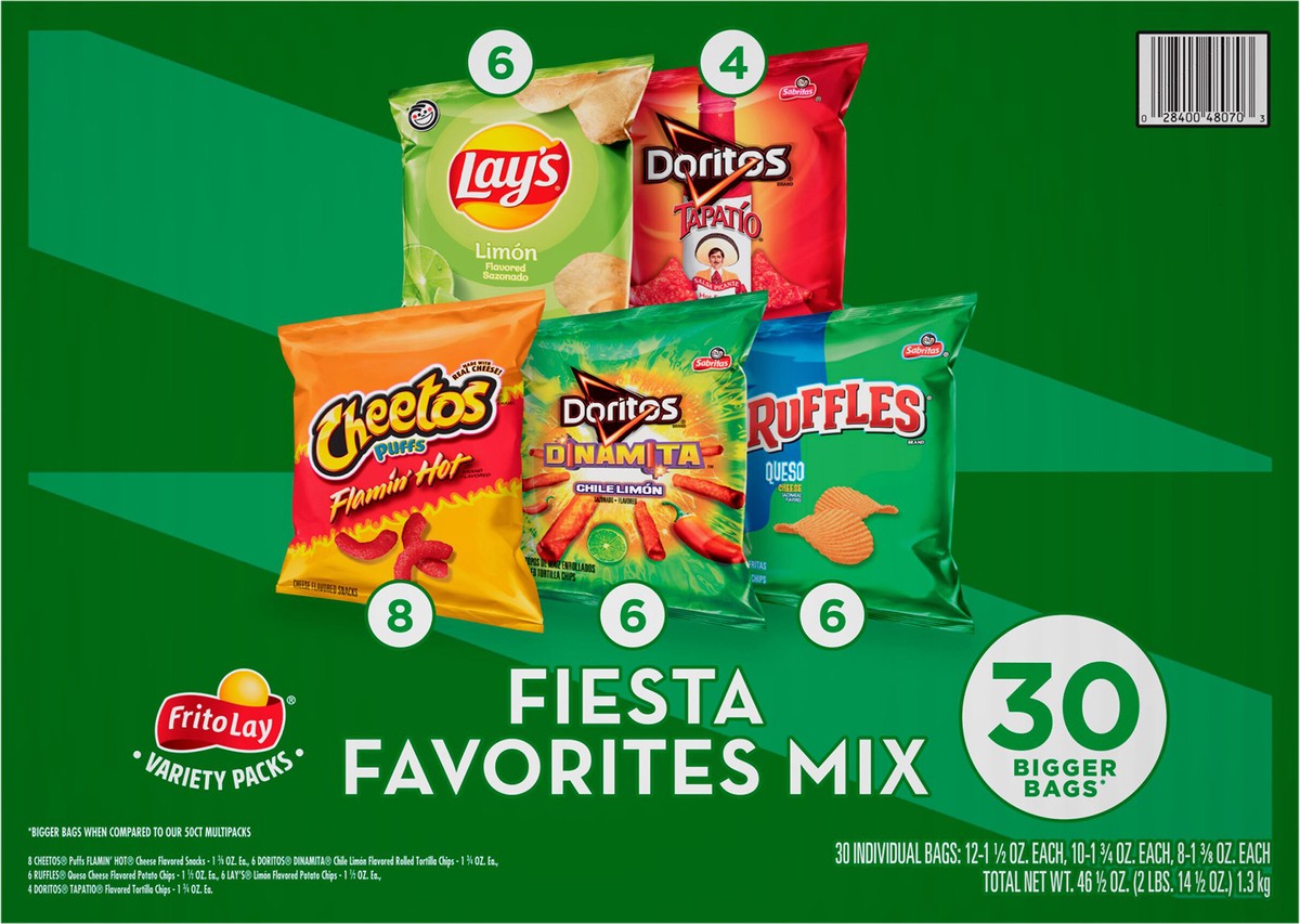 slide 9 of 11, Frito-Lay Fiesta Favorites Mix, Variety Packs, 30 ct