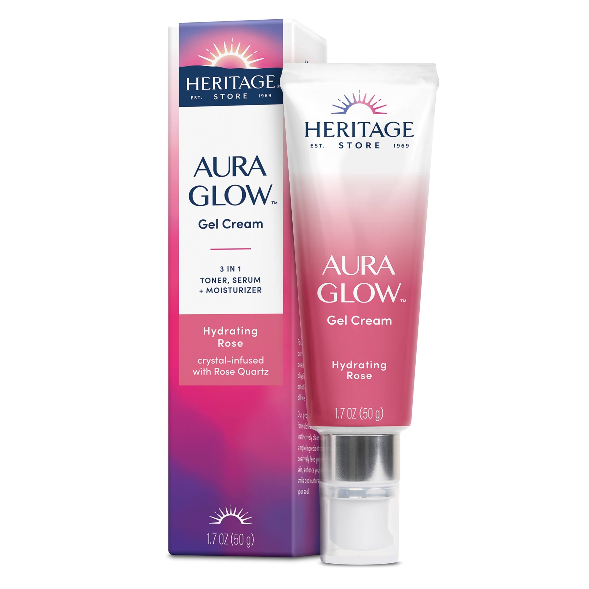 slide 1 of 3, Heritage Store Aura Glow Gel Cream - Hydrating Rose, 1.7 oz