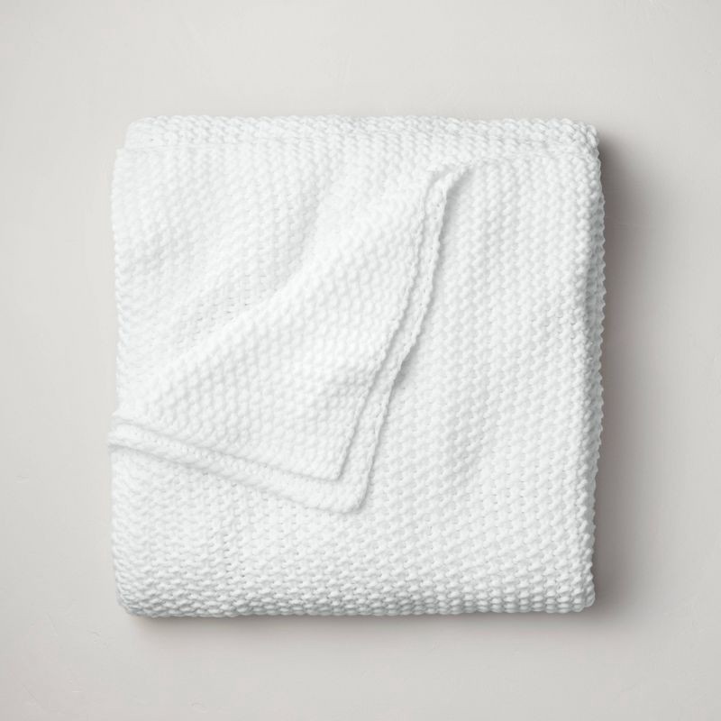 slide 1 of 4, Full/Queen Chunky Knit Bed Blanket White - Casaluna™, 1 ct