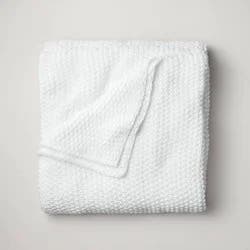 King Chunky Knit Bed Blanket White - Casaluna™: Acrylic Sweater Knit, Machine Washable, All Ages