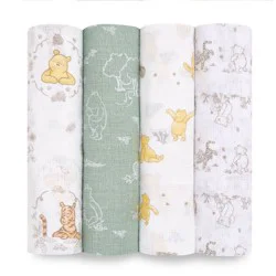 aden + anais Essentials 4pk Cotton Muslin Swaddle Blankets - Winnie + Friends