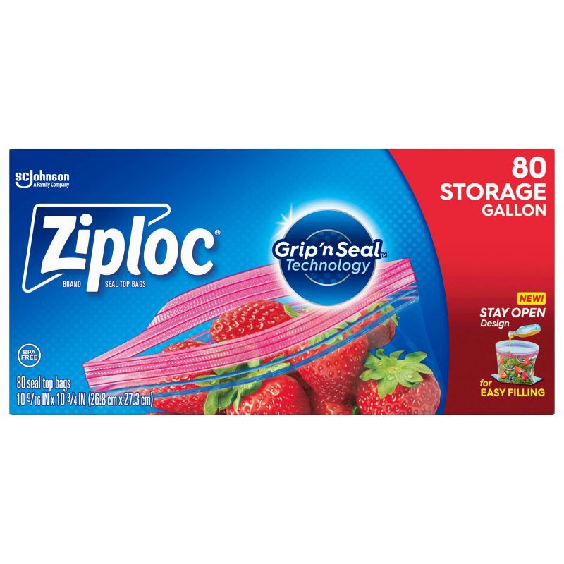 Ziploc Storage Gallon Bags with Grip 'n Seal Technology - 80ct 80 ct ...