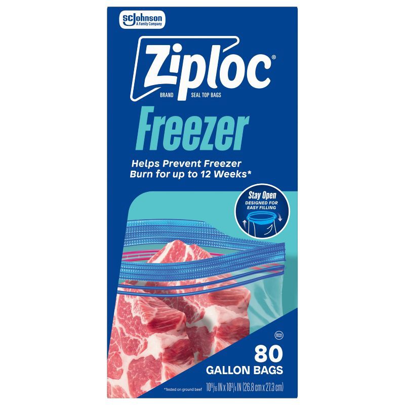 slide 3 of 13, Ziploc Gallon Freezer Bags with Grip 'n Seal Technology - 80ct, 80 ct
