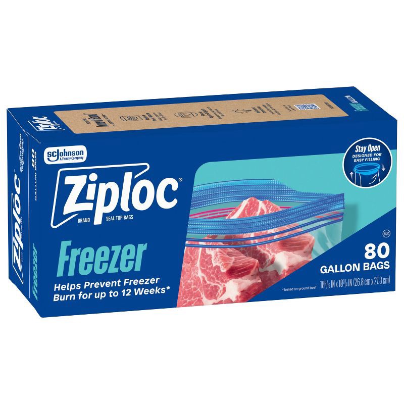slide 11 of 13, Ziploc Gallon Freezer Bags with Grip 'n Seal Technology - 80ct, 80 ct