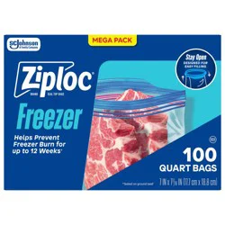 Ziploc Quart Freezer Bags for Food Storage and Meal Prep - 100ct