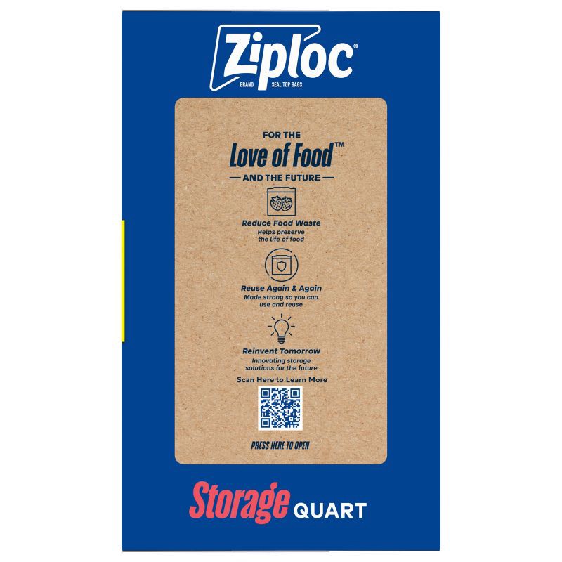 slide 13 of 13, Ziploc Quart Storage Bags with Grip 'n Seal Technology - 100ct, 100 ct