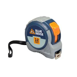 Blue Ridge Tools 12' Tape Measure: Plastic & Steel, 12ft Range, Rulers & Measuring Tools, No Battery Needed