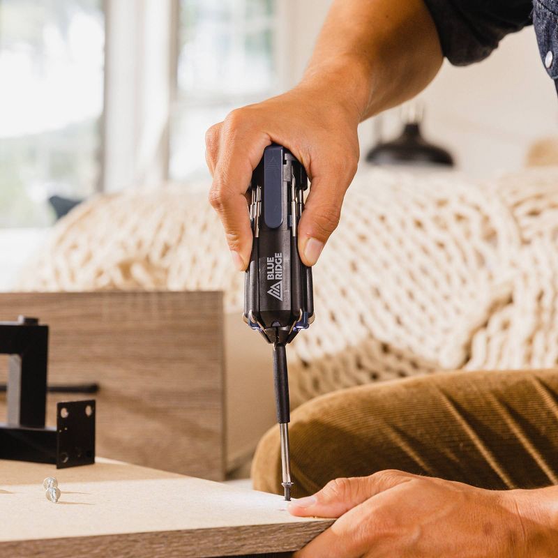 slide 5 of 11, Blue Ridge Tools 8 in 1 Folding Screwdriver Multi Tool: Steel & Plastic, Multibit, T8 & Flathead, 1 Year Warranty, 1 ct