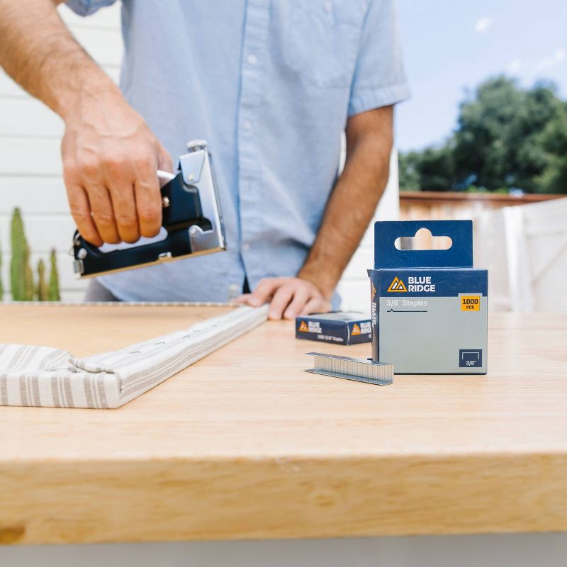 slide 9 of 9, Blue Ridge Tools BLUE RIDGE Staple Gun Fastening Tools: Steel, Non-Powered, 1-Year Warranty, 6.1" Height, 0.92 lbs, Staple Sizes, 1 ct