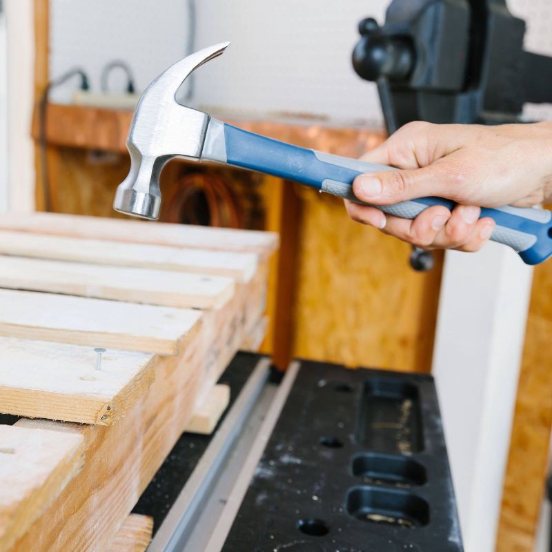 slide 2 of 8, Blue Ridge Tools 10oz Claw Hammer: Steel & Plastic, 1.32 lbs, 1 Year Warranty, 11.81" Height, 4.72" Width, 10 oz, 1.32 lb