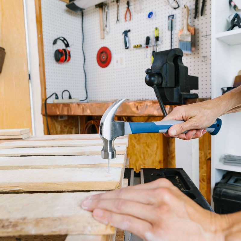 slide 4 of 8, Blue Ridge Tools 10oz Claw Hammer: Steel & Plastic, 1.32 lbs, 1 Year Warranty, 11.81" Height, 4.72" Width, 10 oz, 1.32 lb