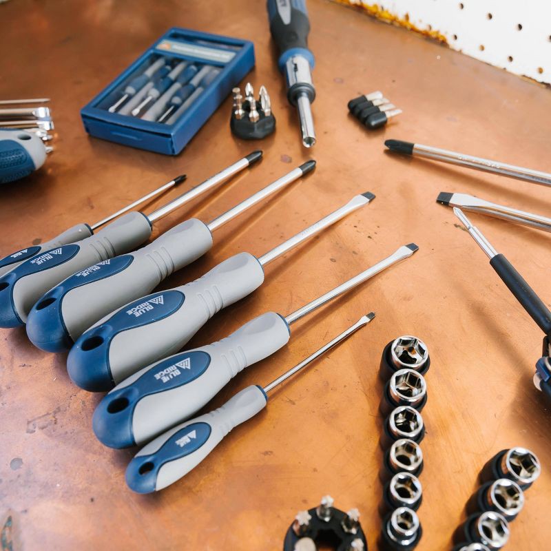 slide 3 of 6, Blue Ridge Tools 10pc Screwdriver Set: Multibit Kit with Flathead & Small Screwdrivers, Plastic & Steel, 1 Year Warranty, 10 ct