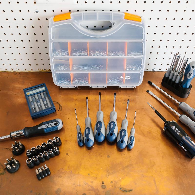 slide 4 of 6, Blue Ridge Tools 10pc Screwdriver Set: Multibit Kit with Flathead & Small Screwdrivers, Plastic & Steel, 1 Year Warranty, 10 ct