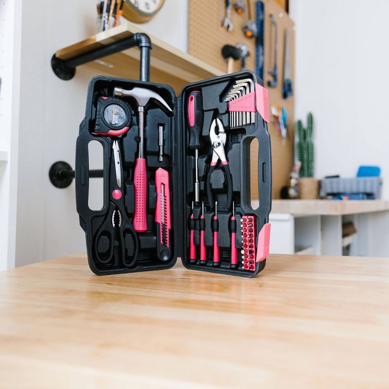 slide 11 of 14, Blue Ridge Tools 40pc Household Tool Pink: Women's Tool Kit with Pliers, Hammer & Carrying Case, 40 ct