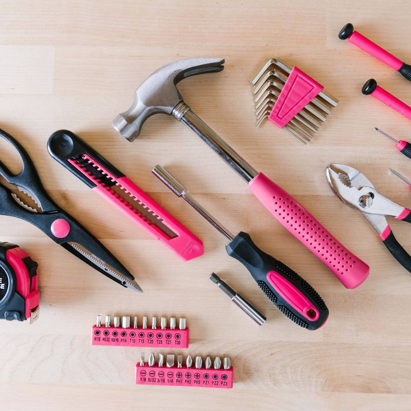 slide 5 of 14, Blue Ridge Tools 40pc Household Tool Pink: Women's Tool Kit with Pliers, Hammer & Carrying Case, 40 ct