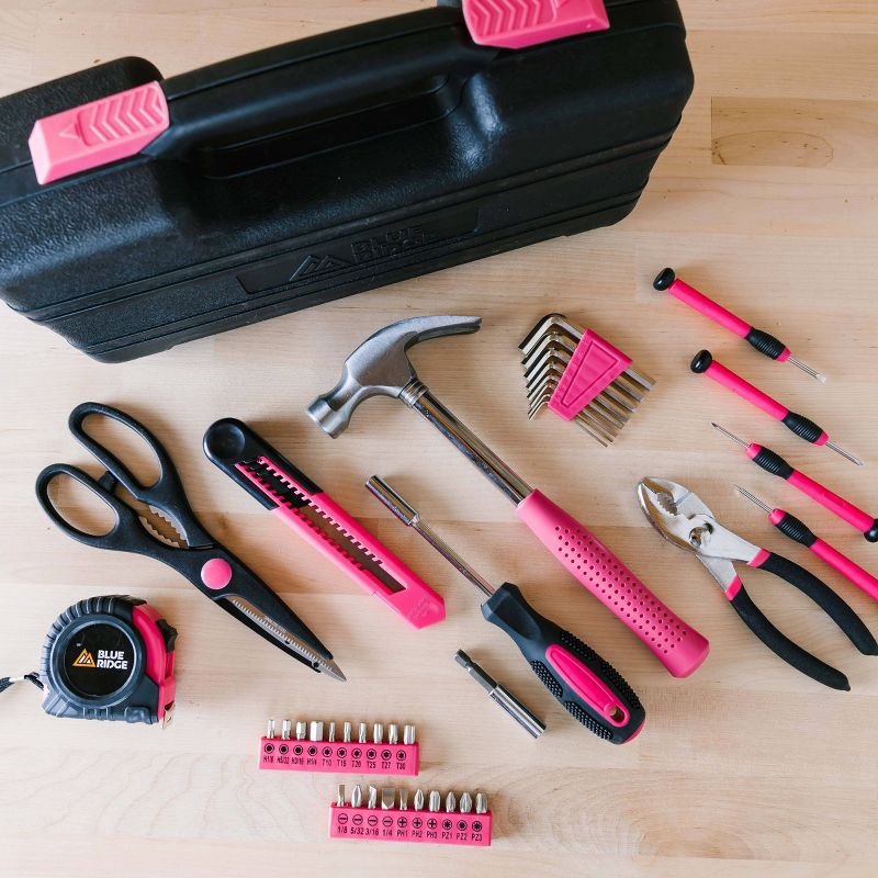 slide 4 of 14, Blue Ridge Tools 40pc Household Tool Pink: Women's Tool Kit with Pliers, Hammer & Carrying Case, 40 ct