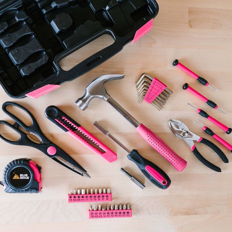 slide 14 of 14, Blue Ridge Tools 40pc Household Tool Pink: Women's Tool Kit with Pliers, Hammer & Carrying Case, 40 ct