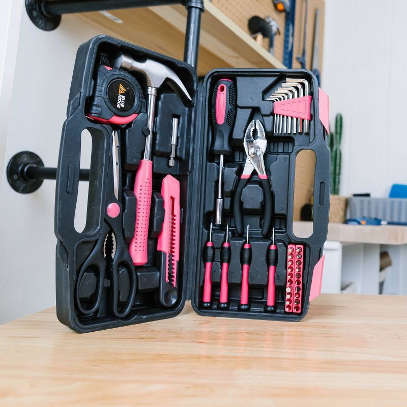 slide 3 of 14, Blue Ridge Tools 40pc Household Tool Pink: Women's Tool Kit with Pliers, Hammer & Carrying Case, 40 ct