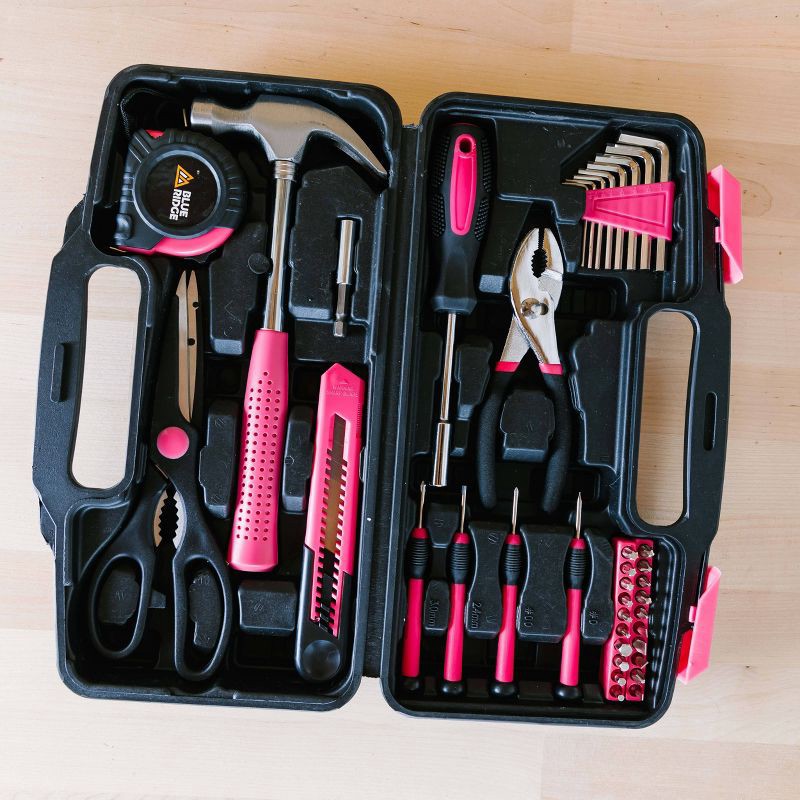 slide 9 of 14, Blue Ridge Tools 40pc Household Tool Pink: Women's Tool Kit with Pliers, Hammer & Carrying Case, 40 ct