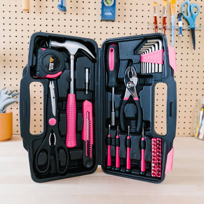 slide 8 of 14, Blue Ridge Tools 40pc Household Tool Pink: Women's Tool Kit with Pliers, Hammer & Carrying Case, 40 ct