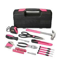 Blue Ridge Tools 40pc Household Tool Pink: Women's Tool Kit with Pliers, Hammer & Carrying Case