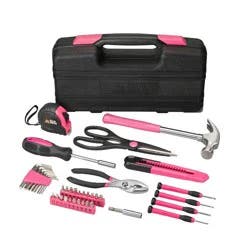 Blue Ridge Tools 40pc Household Tool Pink: Women's Tool Kit with Pliers, Hammer & Carrying Case