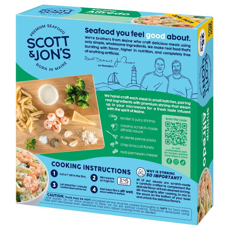 slide 4 of 7, Scott & Jon's Shrimp Alfredo Pasta Bowl Frozen Meal - 9.6oz, 9.6 oz