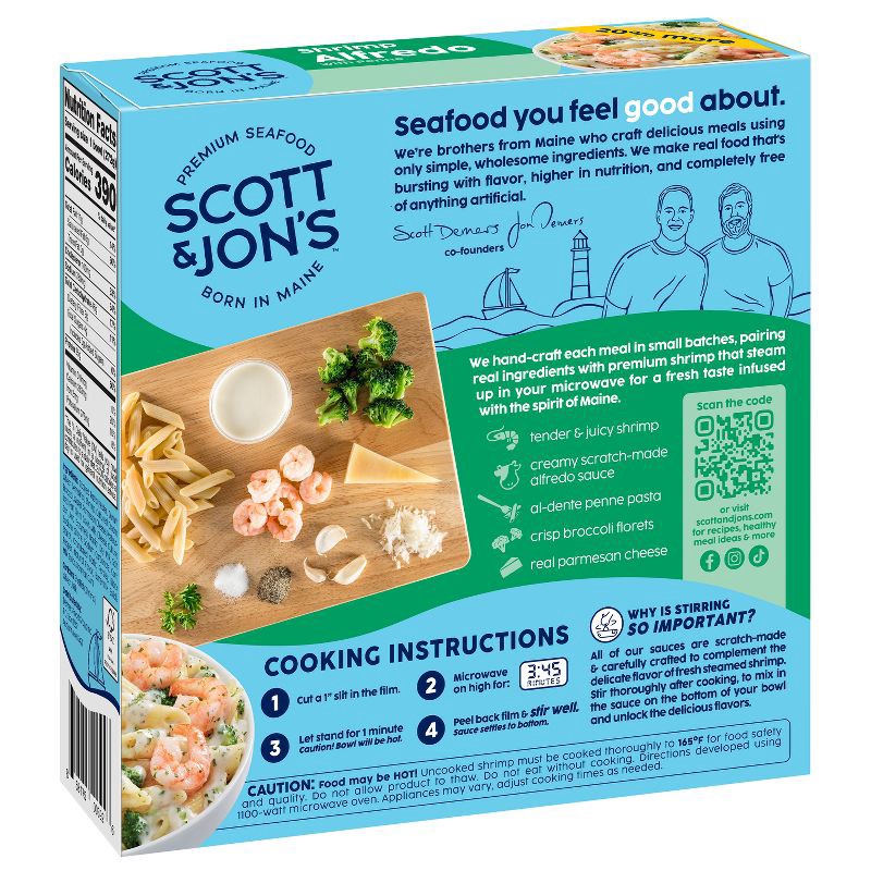 slide 6 of 7, Scott & Jon's Shrimp Alfredo Pasta Bowl Frozen Meal - 9.6oz, 9.6 oz