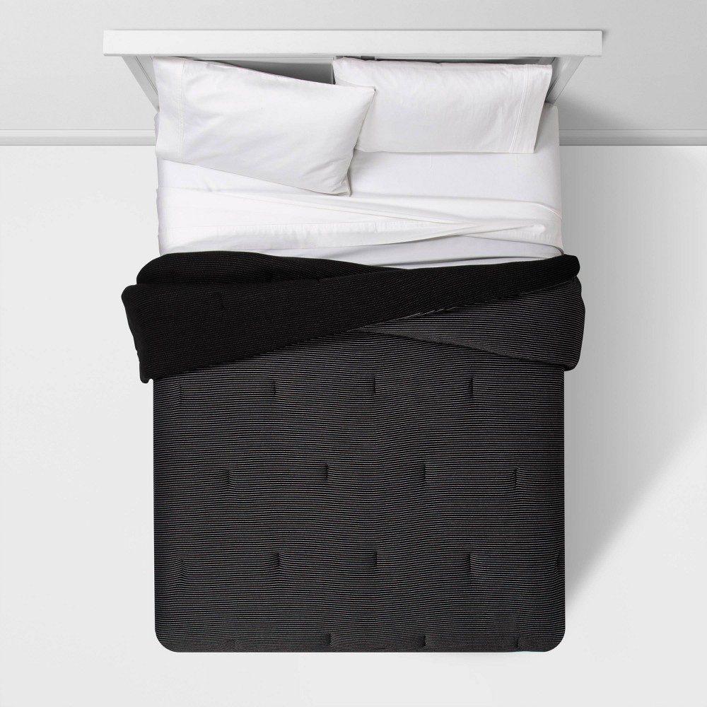 slide 2 of 4, Full/Queen Dobby Jersey Comforter Black - Room Essentials, 1 ct