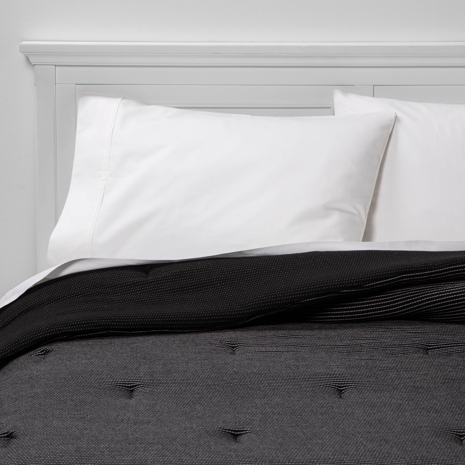 slide 1 of 4, Full/Queen Dobby Jersey Comforter Black - Room Essentials™, 1 ct