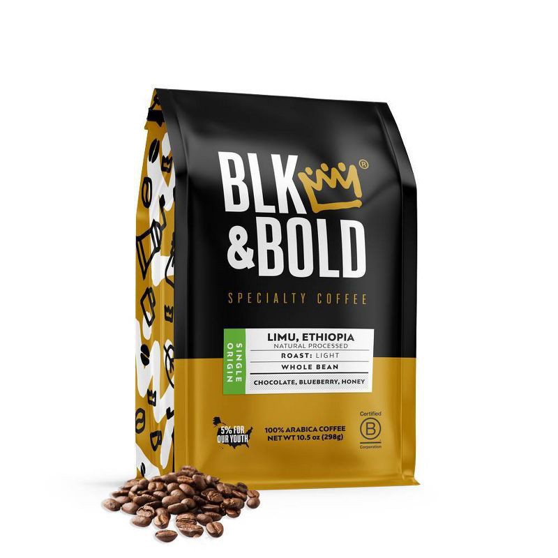 slide 4 of 5, BLK & Bold Specialty Beverages BLK & Bold Limu Ethiopia Natural Processed, Light Roast Whole Bean - 10.5oz, 10.5 oz