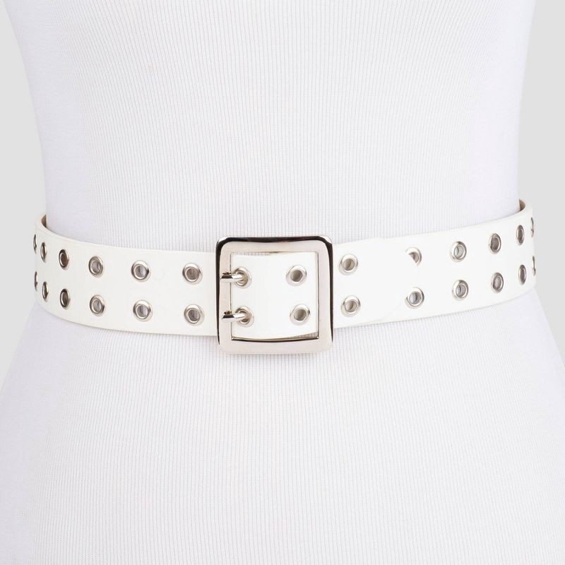 slide 2 of 3, Women's Grommet Belt - Wild Fable™ White L, 1 ct
