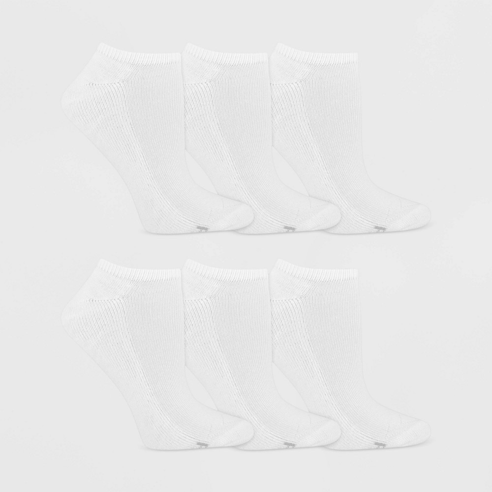 slide 2 of 3, Fruit of the Loom Women's Cushioned 6pk No Show Athletic Socks - White 4-10, 6 ct