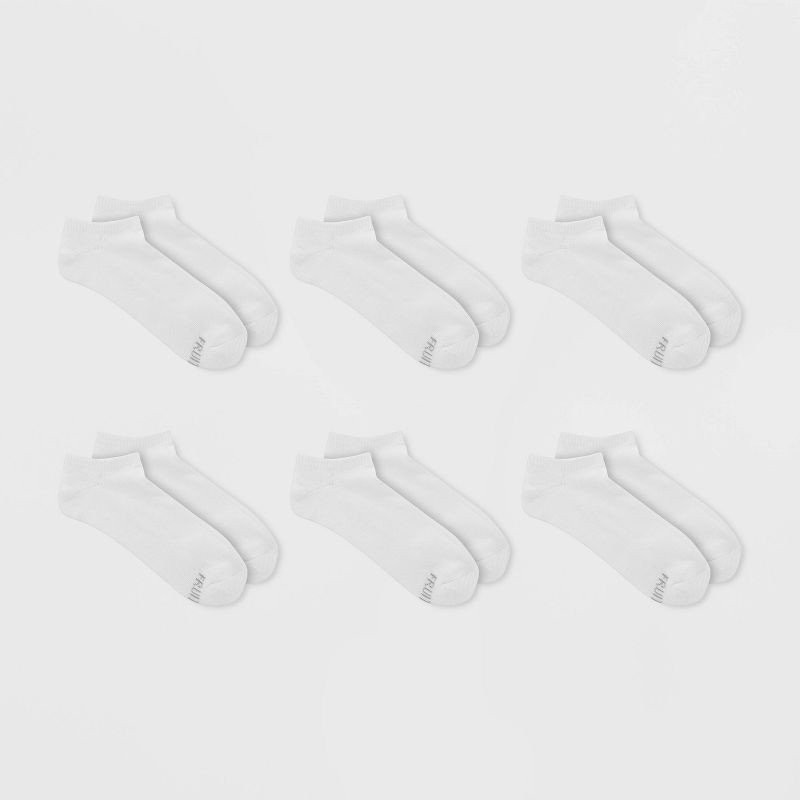 slide 1 of 4, Fruit of the Loom Women's Cushioned 6pk No Show Socks - White 4-10: Moisture Wicking, Ventilating Mesh, 4-Way Stretch, 6 ct