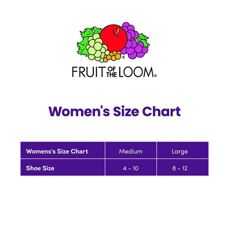 slide 6 of 6, Fruit of the Loom Women's Cushioned 6pk Crew Socks - White 4-10: Moisture Wicking, Ventilating Mesh, 4-Way Stretch, 6 ct