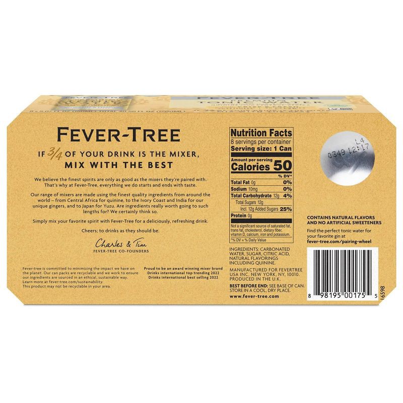 slide 5 of 5, Fever-Tree Premium Indian Tonic Water - 8pk/150ml Cans, 8 ct; 150 ml