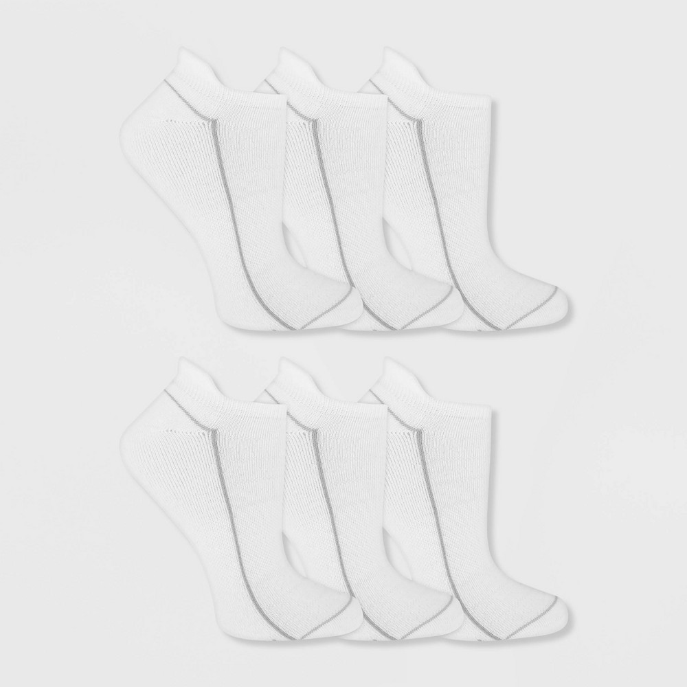 slide 2 of 3, Fruit of the Loom Women's Breathable Cushioned 6pk No Show Tab Athletic Socks - White 4-10, 6 ct