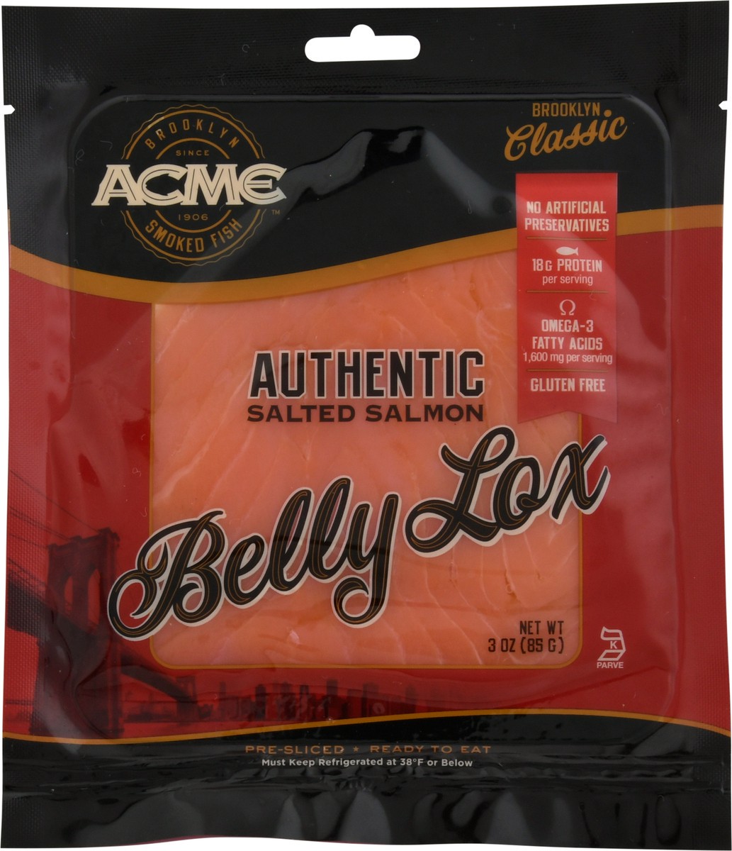 slide 1 of 1, ACME Belly Lox Salted Salmon 3 oz, 3 oz