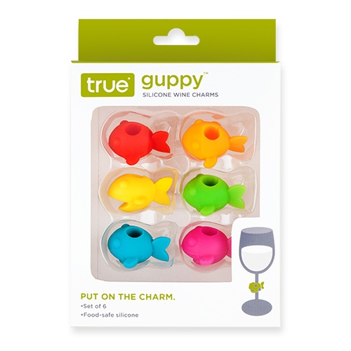 slide 1 of 1, True Brands True Guppy Silicone Wine Charms, 6 ct