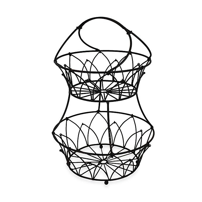 slide 1 of 1, Mesa Mystic Iron 2-Tier Basket - Antique Black, 1 ct