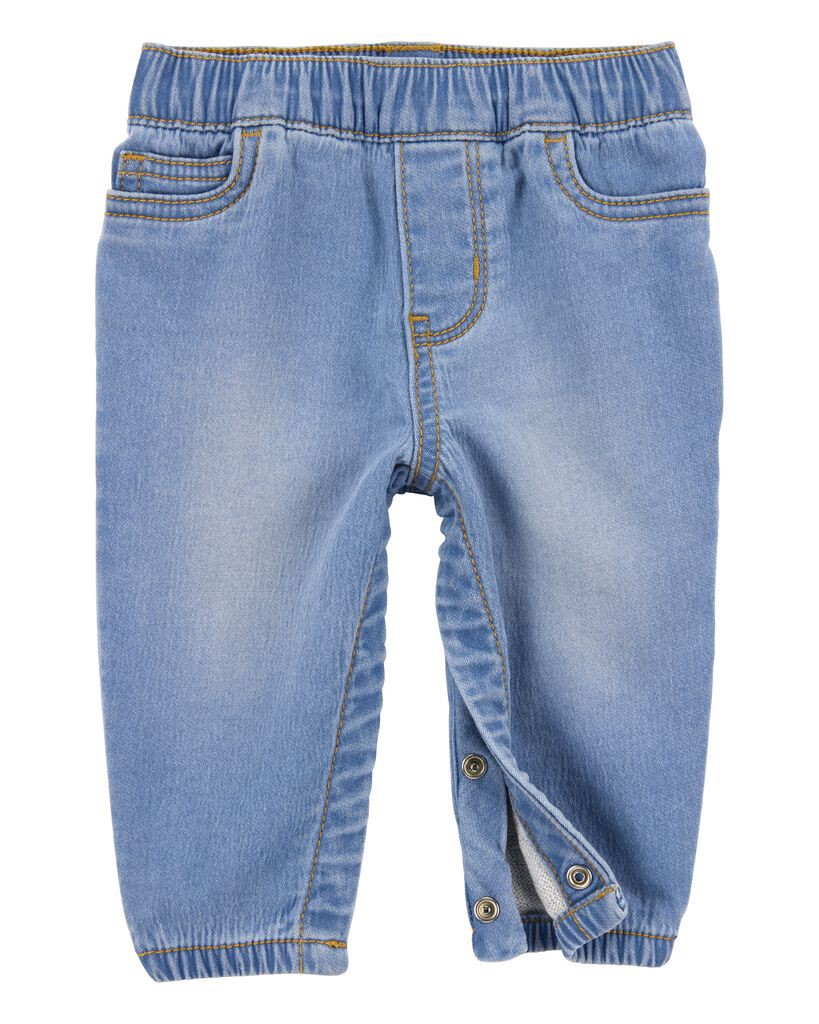 slide 3 of 4, Oshkosh Baby Pull-On Jeans With Snap Leg Closures Blue 18M, 1 ct