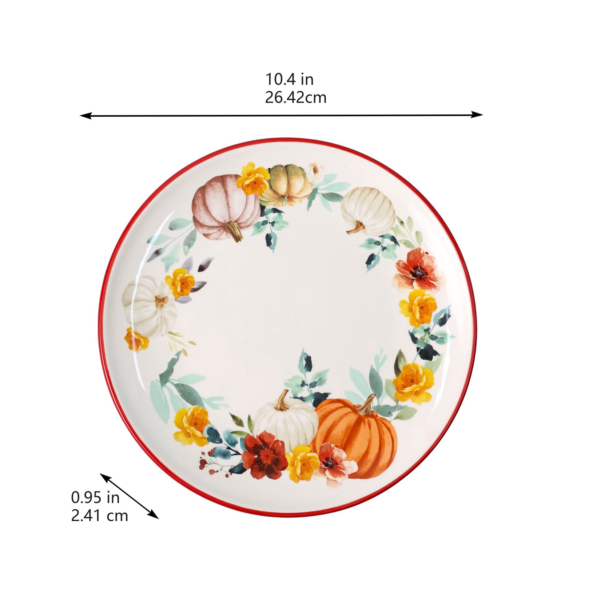 slide 4 of 4, 10.5" Pumpkin & Fall Florals Dinner Plate By Ashland, 10.5 in
