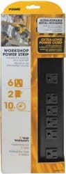 Prime Wire & Cable 6-Outlet Metal Power Strip - 10 ft - Black