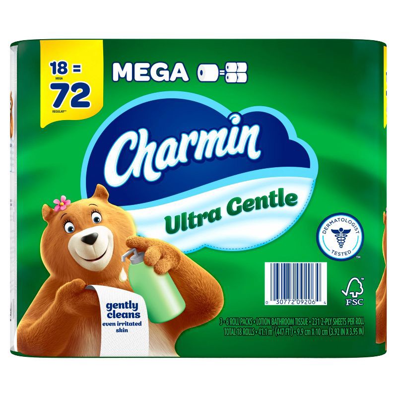 slide 8 of 13, Charmin Ultra Gentle Toilet Paper - 18 Mega Rolls, 1 ct
