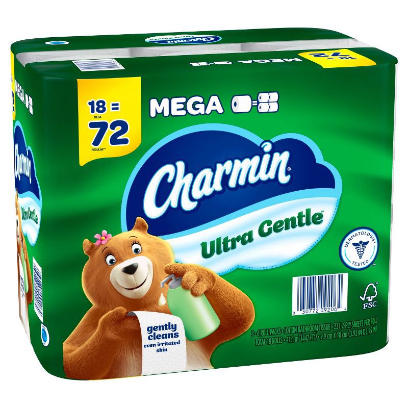 slide 9 of 13, Charmin Ultra Gentle Toilet Paper - 18 Mega Rolls, 1 ct