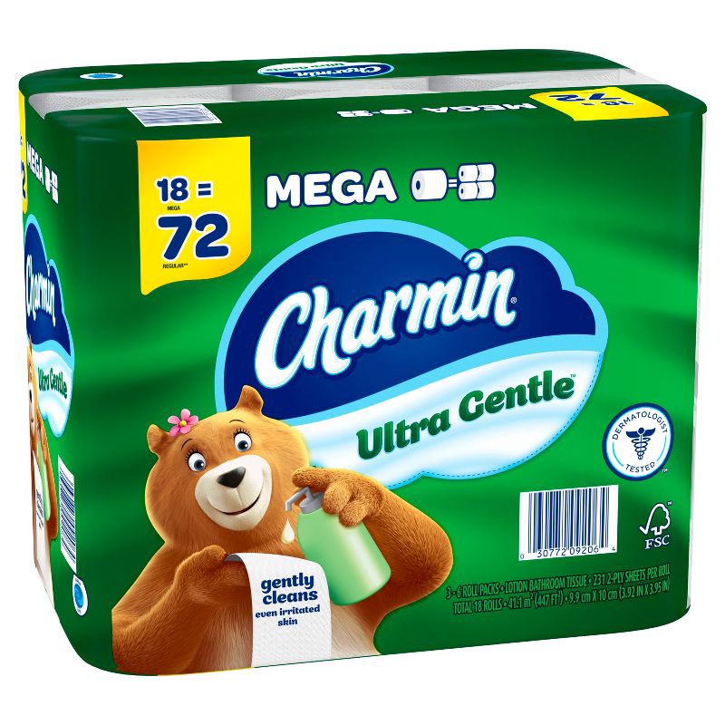 slide 12 of 13, Charmin Ultra Gentle Toilet Paper - 18 Mega Rolls, 1 ct