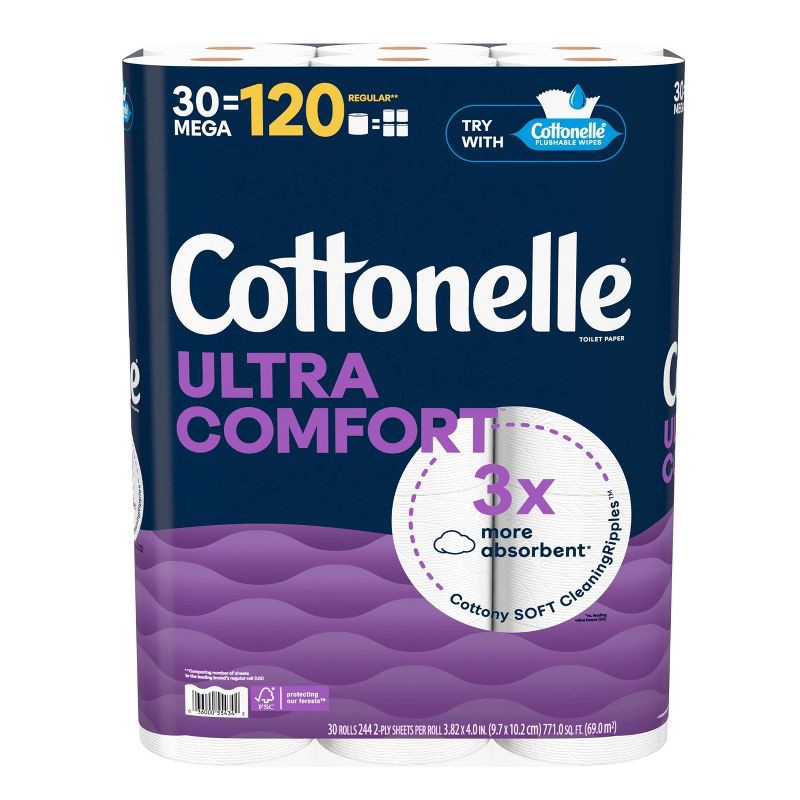 slide 2 of 8, Cottonelle Ultra Comfort Toilet Paper - 30 Mega Rolls, 1 ct