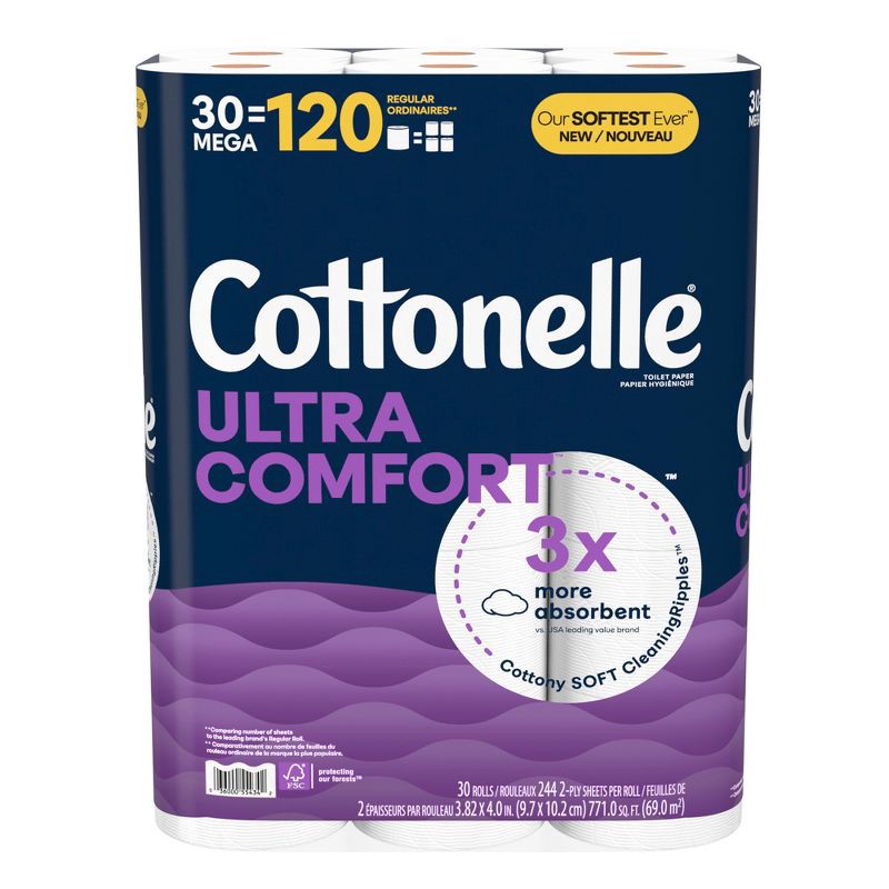 slide 2 of 10, Cottonelle Ultra Comfort Toilet Paper - 30 Mega Rolls, 1 ct