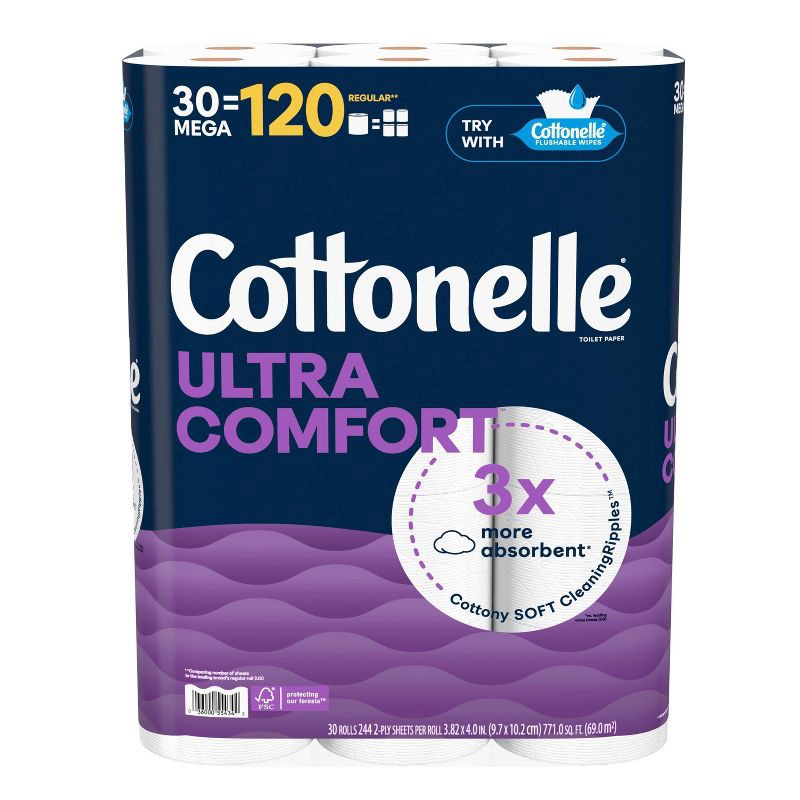 slide 2 of 8, Cottonelle Ultra Comfort Toilet Paper - 30 Mega Rolls, 1 ct
