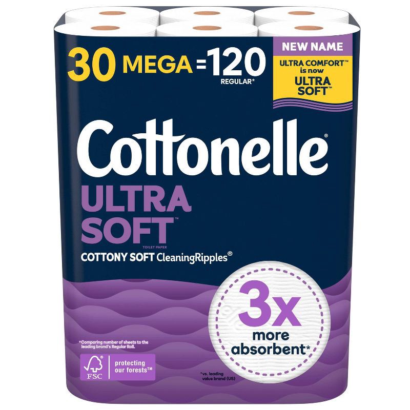 slide 1 of 8, Cottonelle Ultra Soft Toilet Paper - 30 Mega Rolls, 1 ct